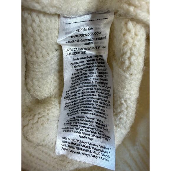 Vero Moda M Cream Sweater Ribbed Winter Ready Cozy Comfy Everyday Wear - Picture 4 of 7